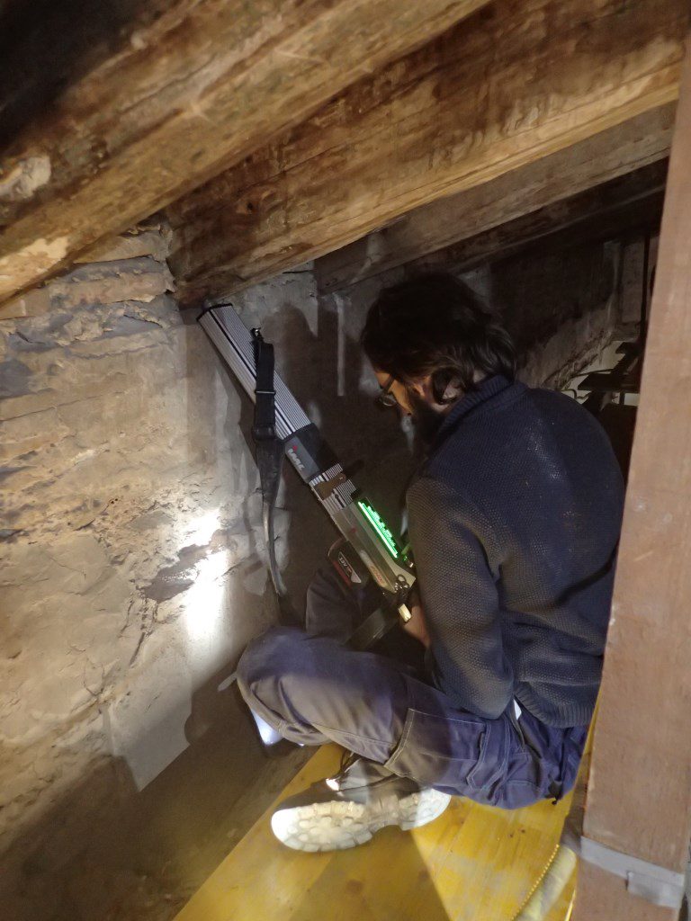Análisis del estado interno de una vigueta de madera antigua mediante la técnica no destructiva de resistografía.